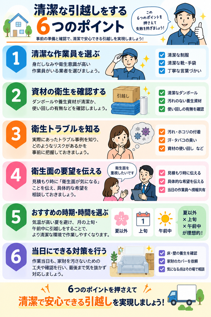 清潔な引越しをする6つのポイントのイメージ画像