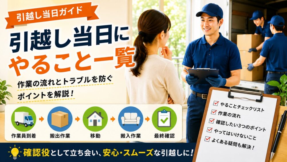 引越し当日にやること一覧｜作業の流れとトラブルを防ぐポイントを引越し現場経験者が解説