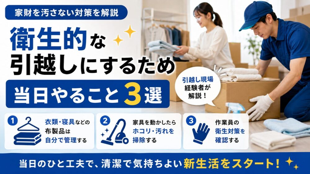 衛生的な引越しにするため当日やること3選｜家財を汚さない対策を引越し現場経験者が解説