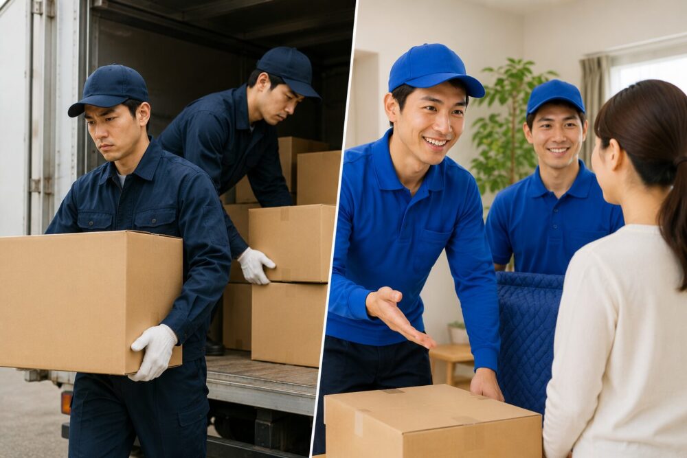 引越しを「運送業」と考える人、「接客業」と考える人のイメージ画像