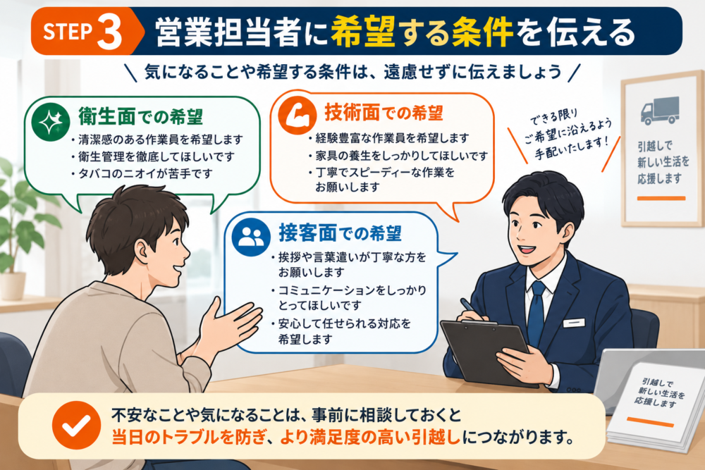 ③営業マンに要望を伝えるのイメージ画像